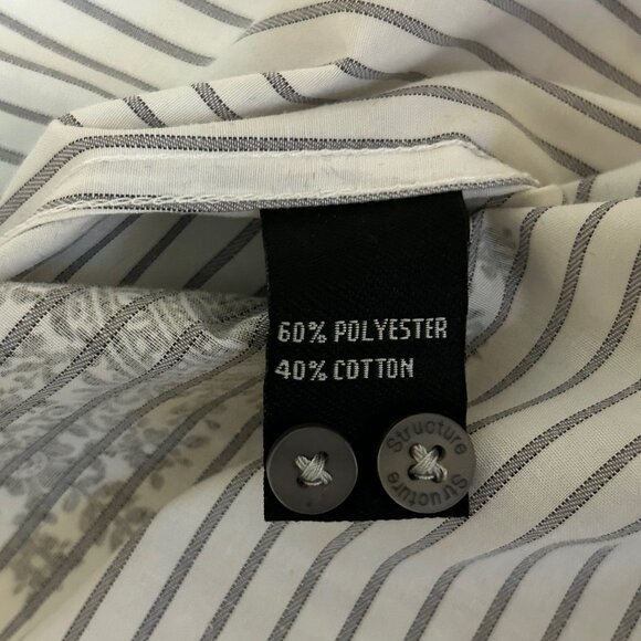 Sharp Fit Button Up Dress Shirt for Men - B/W stripes with Special Graphics NWOT - Picture 7 of 9